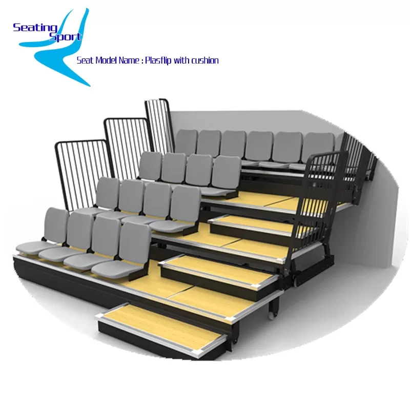 Basketball gym retractable seating, Multipurpose gymnasium seats,school seats - Plasflip Upholstered