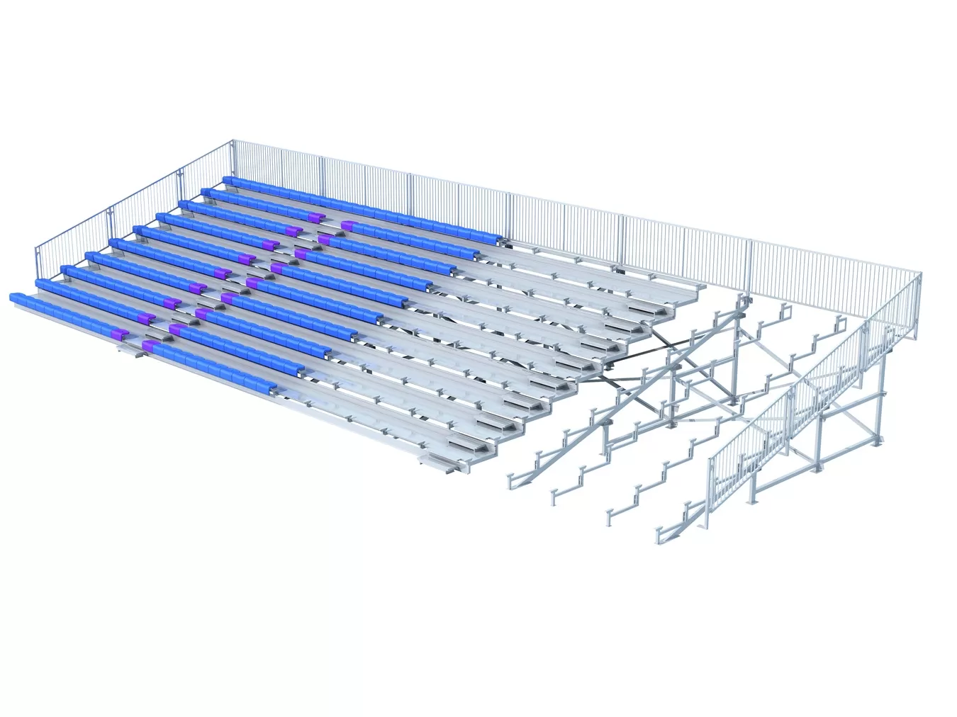 Durable galvanized steel bleachers for outdoor stadiums with modular seating design