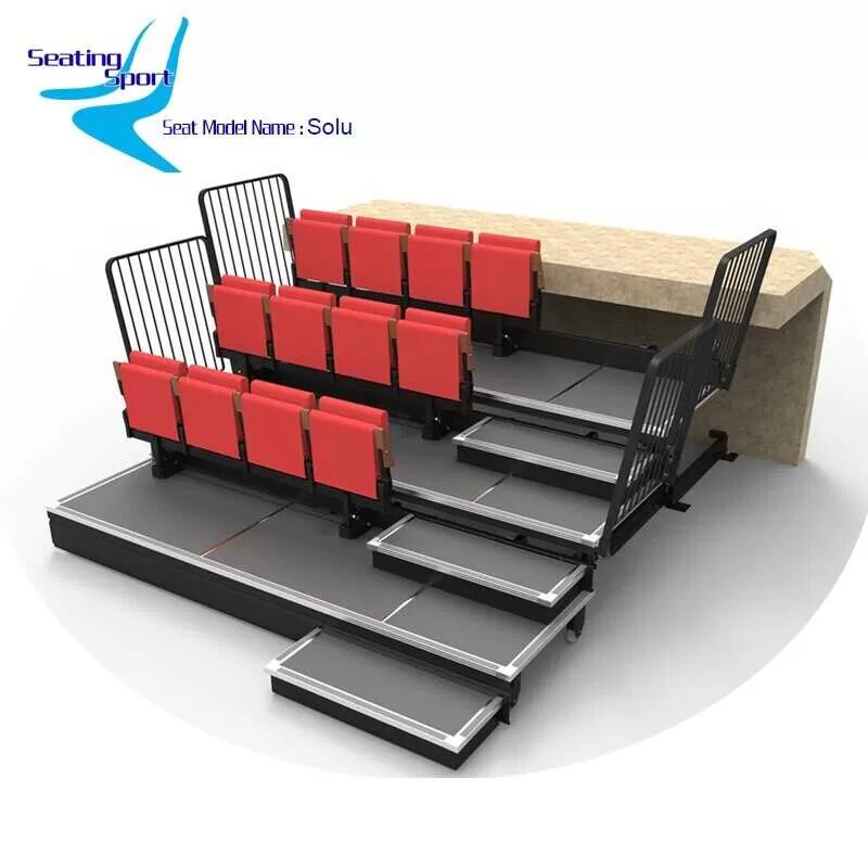 Luxury Upholstered Retractable Seating: Folding Premium Seats with Armrests, retractable bleachers with tip up seats