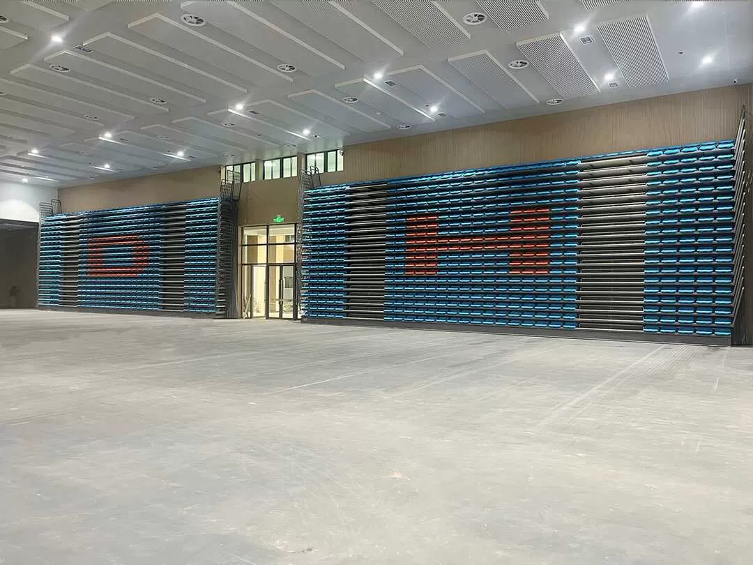 Spoon-M foldable seating for retractable bleachers at Donghua Middle School Gymnasium | China retractable seating manufacturer